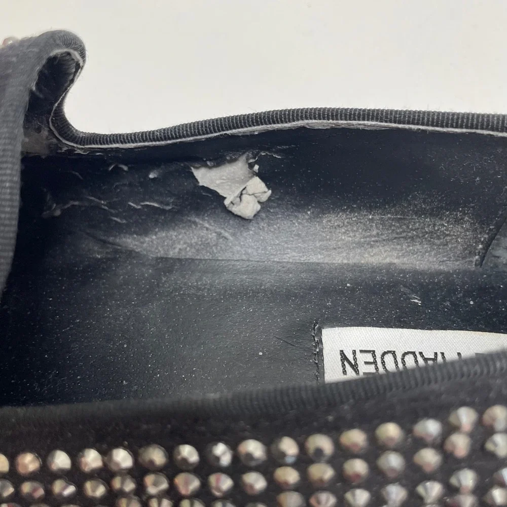 Steve Madden Womens Black Rhinestone Loafers Sparkle Flat 8.5 MJ Michael Jackson